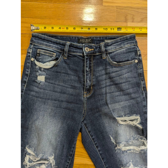 Judy Blue Boyfriend Distressed Jeans Size 7 28 - Picture 9 of 13